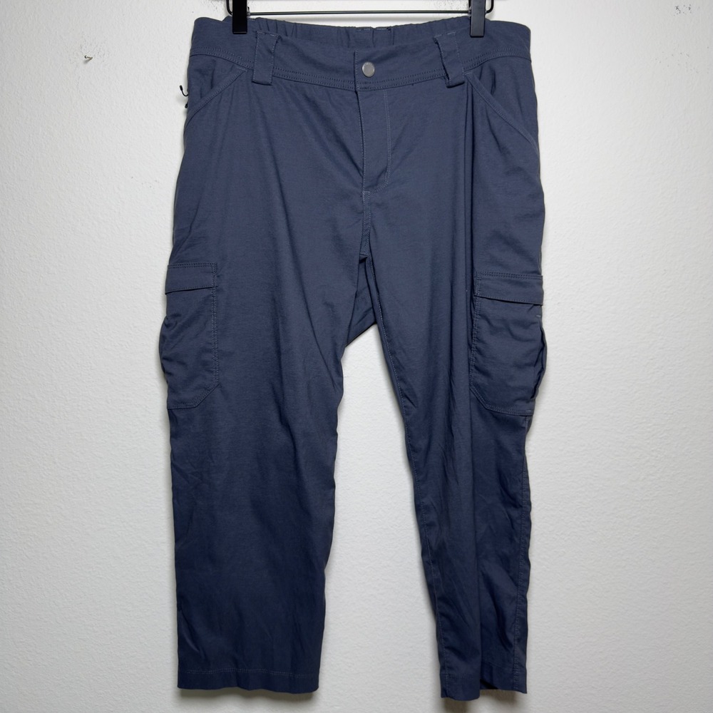Duluth Trading Women Flex Dry on the Fly Pants 12 Navy Blue Hiking Utility Crop